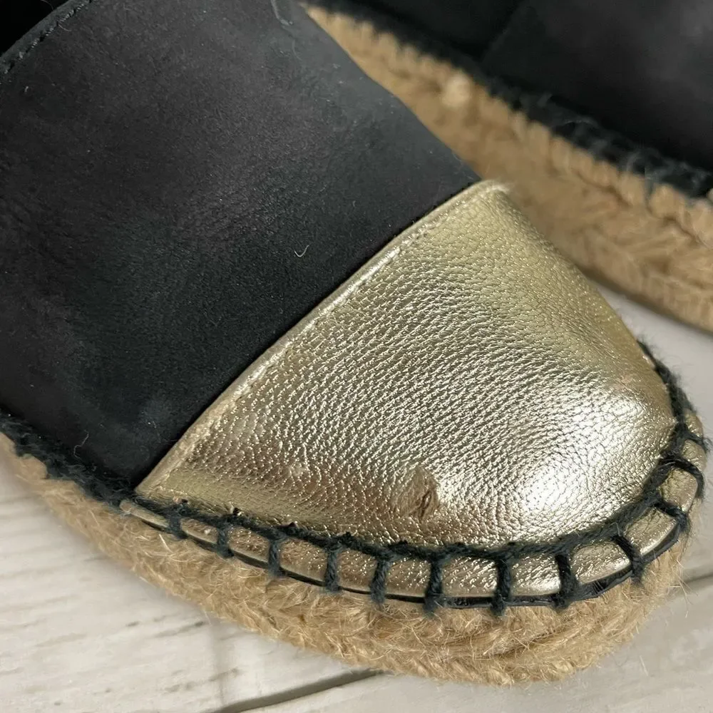 Atelier Costa Gold And Black Espadrille- Handmade In Spain Size 37 or 5.5
